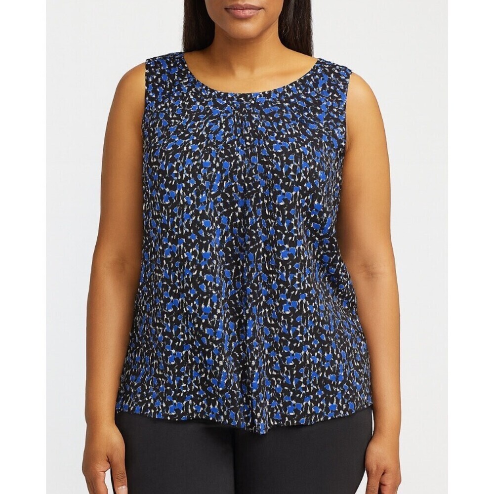 Talbots Womens Black blue lightweight Tank Top SZ SM geometric sleeveless light